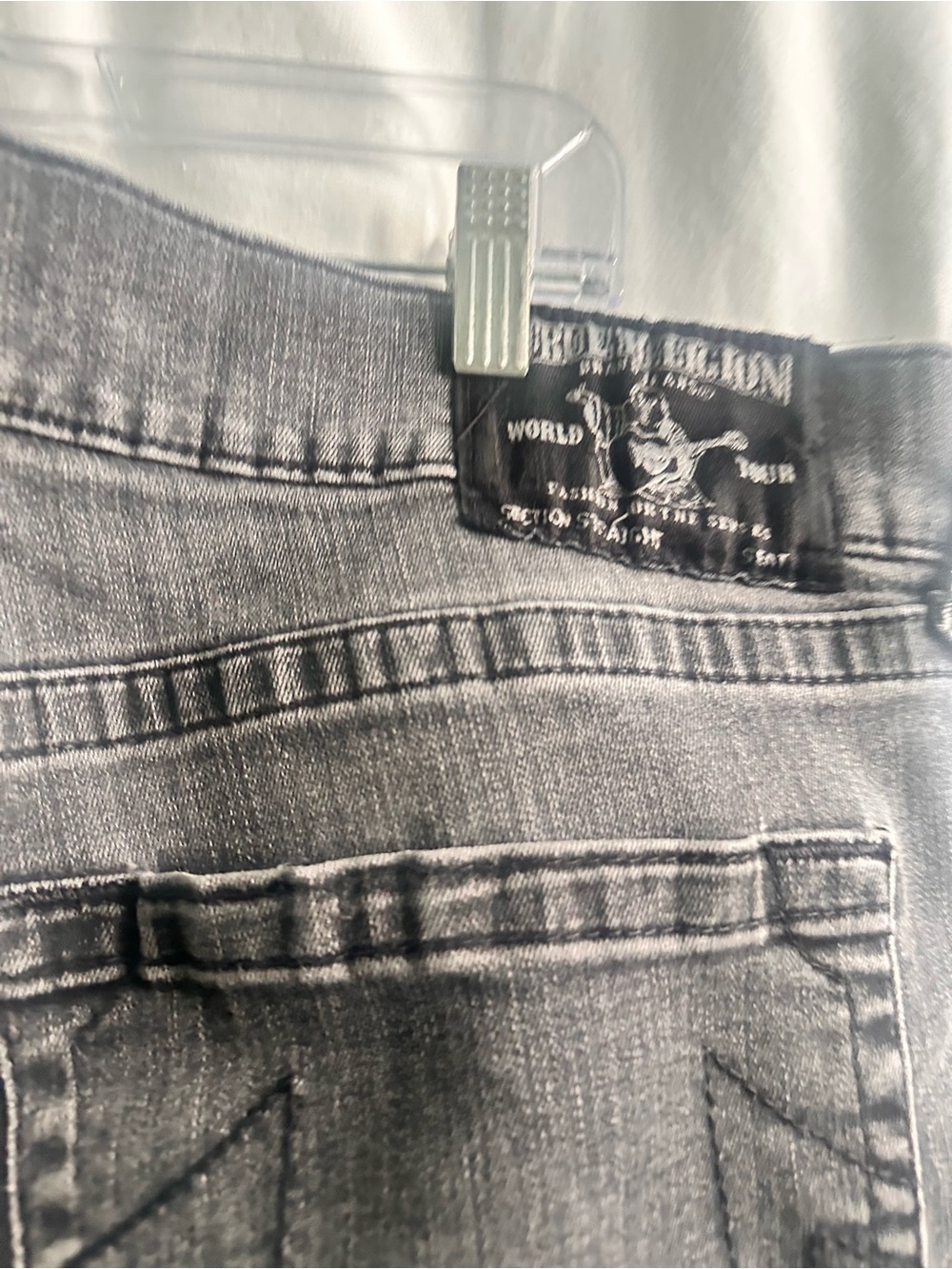 True Religion Men's Straight Jeans in Washed Gray 40x30